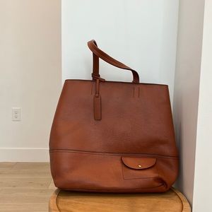 Leather Jcrew brown tote, good condition
